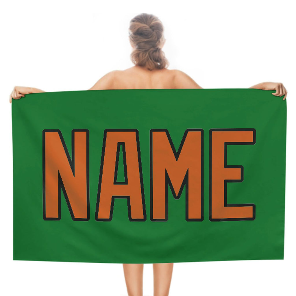 Custom Emerald Green Orange Beach Towel