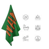 Custom Emerald Green Orange Beach Towel