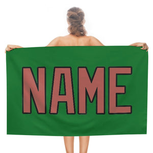 Custom Emerald Green Copper Rose Beach Towel