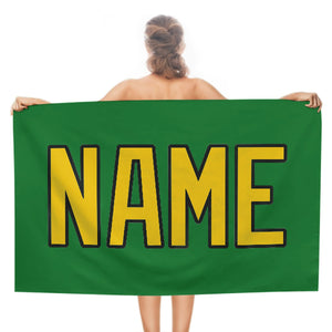 Custom Emerald Green Gold Beach Towel