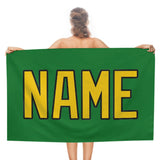 Custom Emerald Green Gold Beach Towel