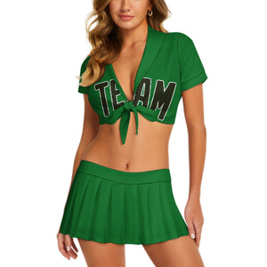 Custom Emerald Green Olive Cheerleading Uniform Set
