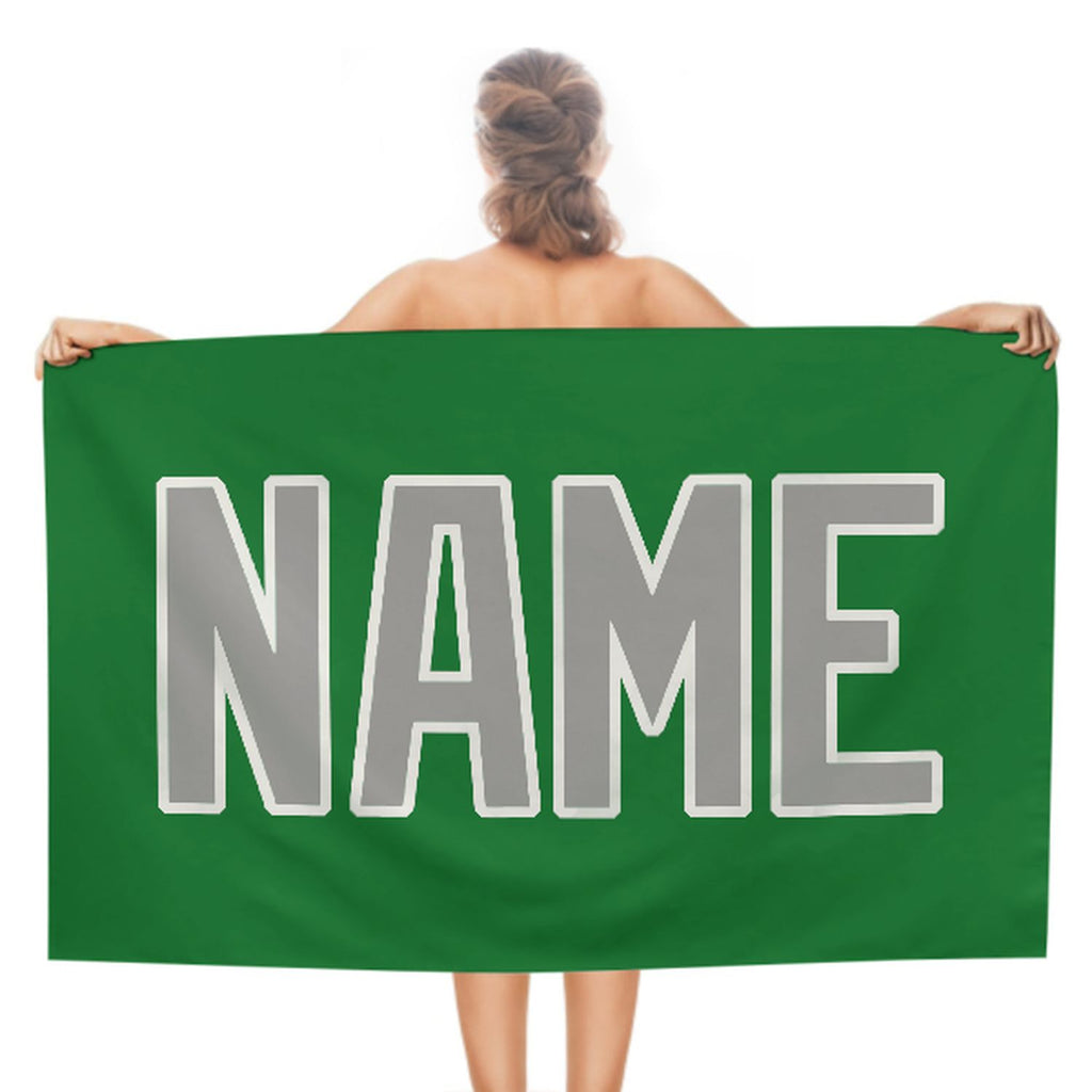 Custom Emerald Green Gray Beach Towel