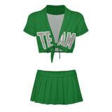Custom Emerald Green Gray Cheerleading Uniform Set