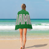 Custom Emerald Green Gray Beach Towel