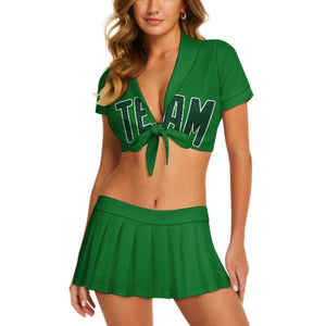 Custom Emerald Green Green Cheerleading Uniform Set
