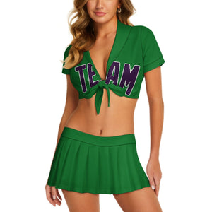 Custom Emerald Green Purple Cheerleading Uniform Set