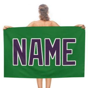 Custom Emerald Green Purple Beach Towel