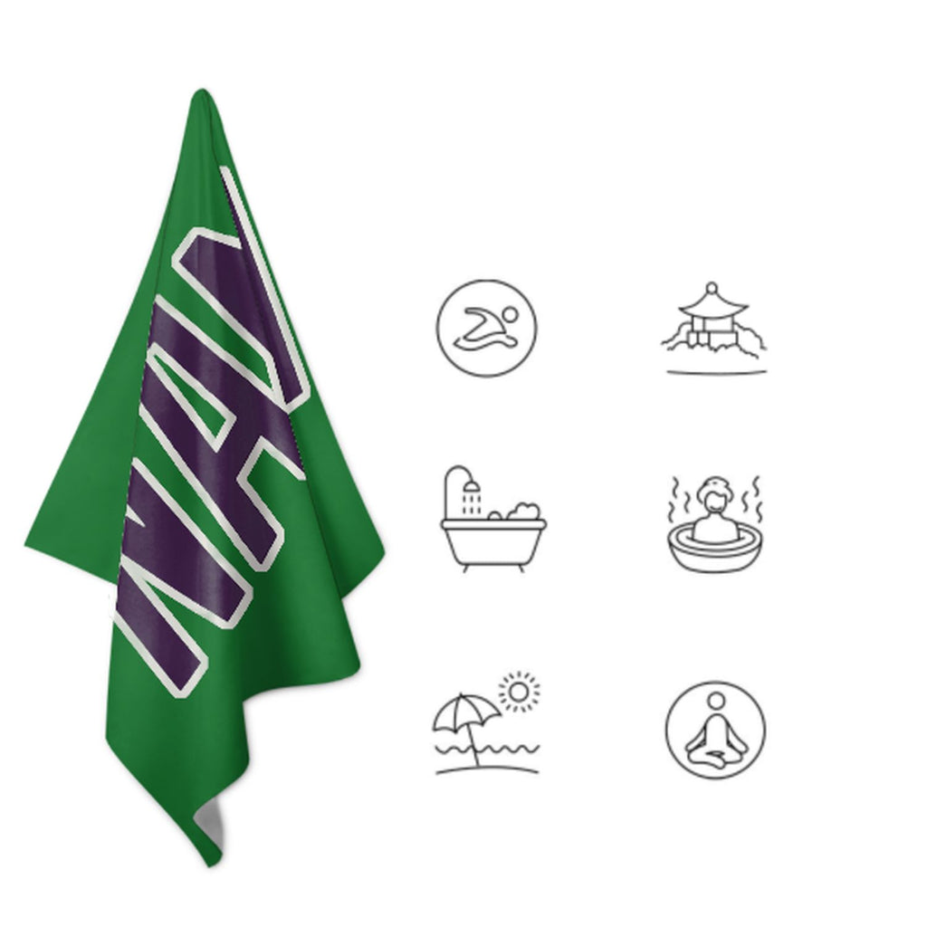 Custom Emerald Green Purple Beach Towel