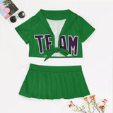 Custom Emerald Green Purple Cheerleading Uniform Set
