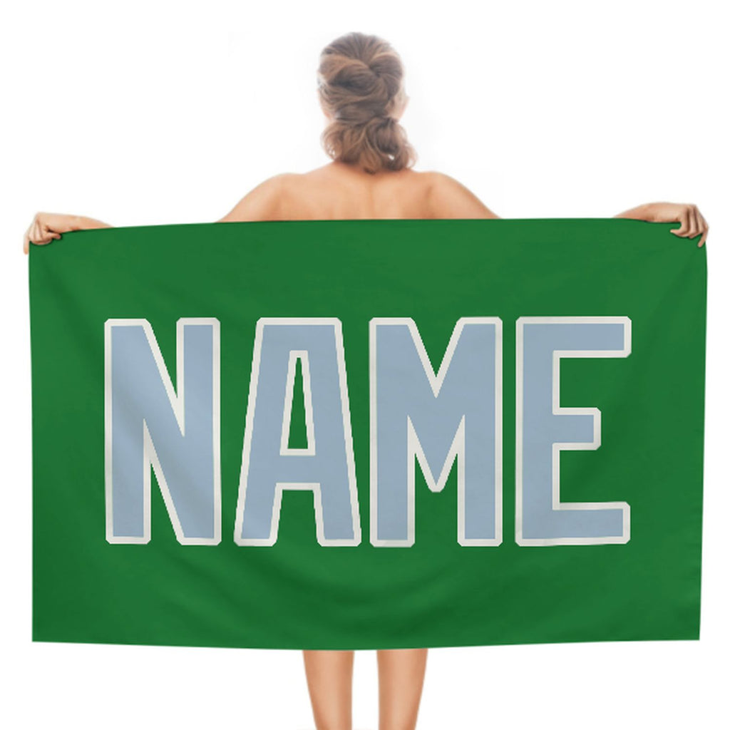 Custom Emerald Green Light Blue Beach Towel