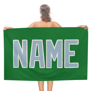 Custom Emerald Green Light Blue Beach Towel