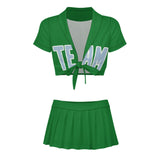 Custom Emerald Green Light Blue Cheerleading Uniform Set