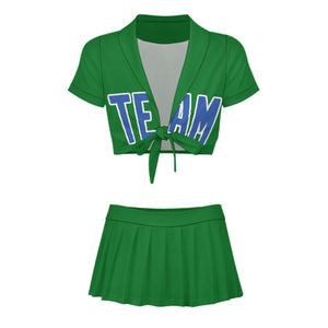 Custom Emerald Green Sky Blue Cheerleading Uniform Set