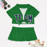 Custom Emerald Green Blue Cheerleading Uniform Set