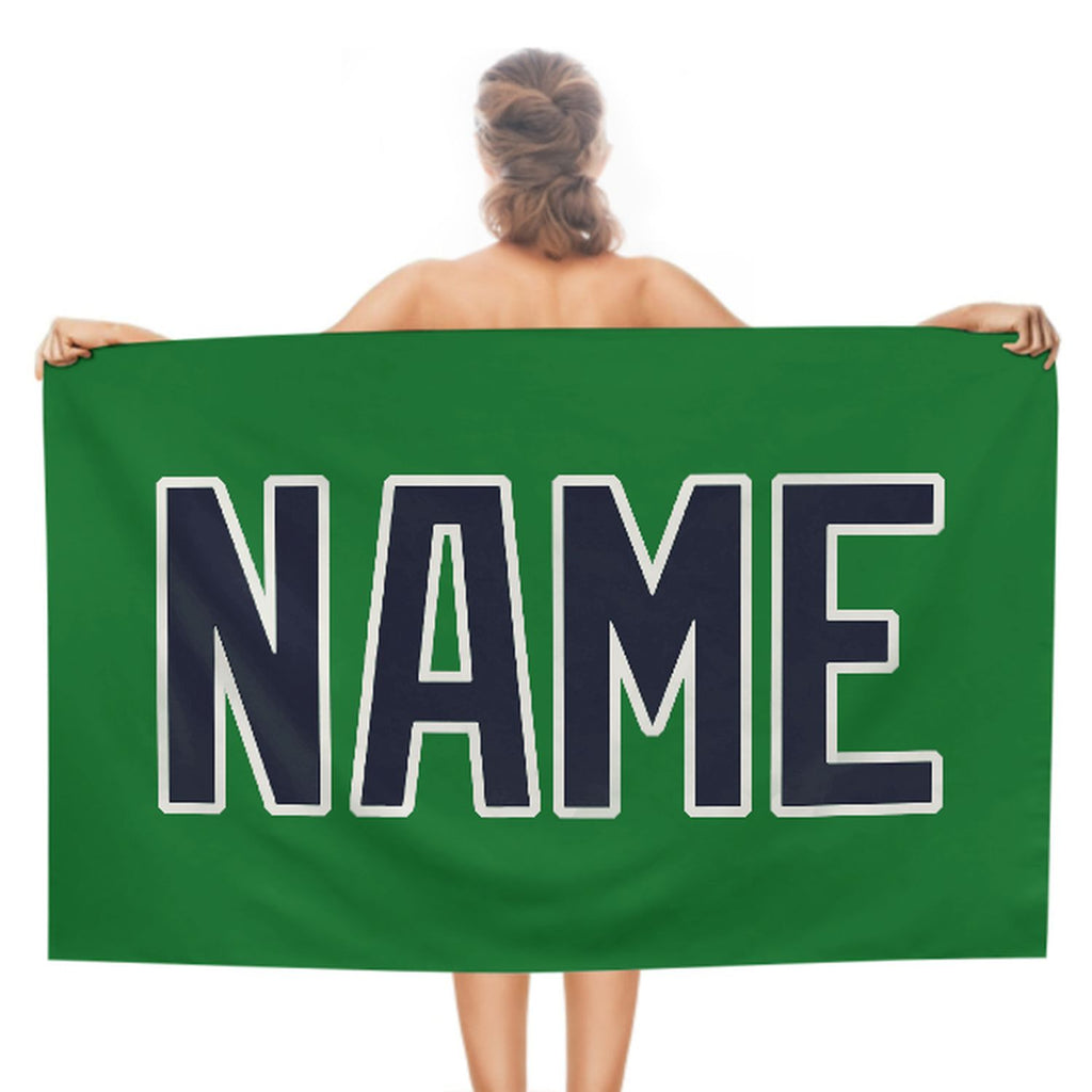 Custom Emerald Green Navy Beach Towel