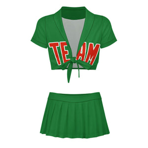Custom Emerald Green Orange Red Cheerleading Uniform Set