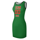 Custom Emerald Green Orange Red Sleeveless Vest Dress