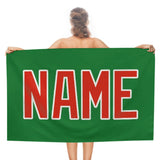 Custom Emerald Green Orange Red Beach Towel