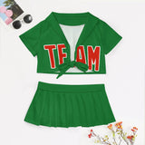 Custom Emerald Green Orange Red Cheerleading Uniform Set