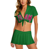 Custom Emerald Green Pink Cheerleading Uniform Set