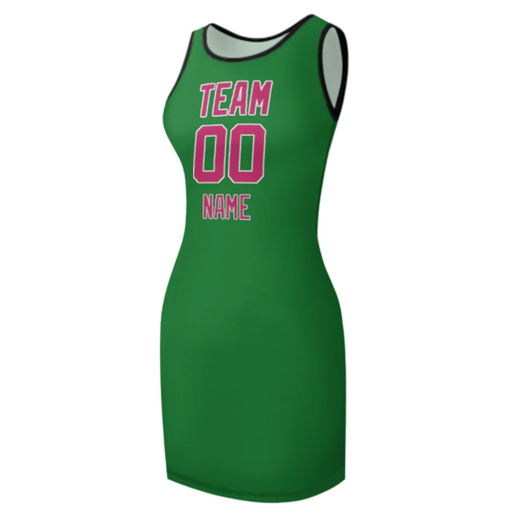 Custom Emerald Green Pink Sleeveless Vest Dress