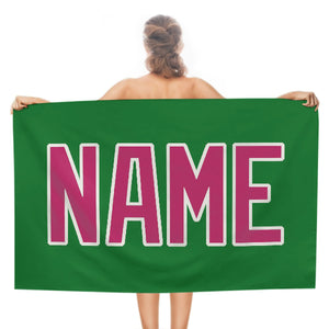Custom Emerald Green Pink Beach Towel