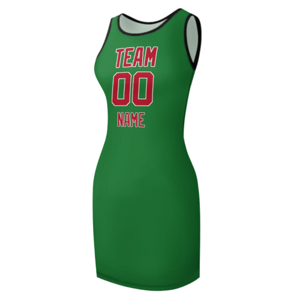 Custom Emerald Green Red Sleeveless Vest Dress