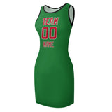 Custom Emerald Green Red Sleeveless Vest Dress