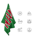 Custom Emerald Green Red Beach Towel