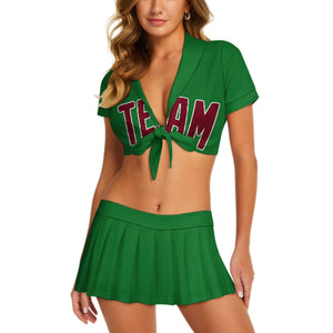 Custom Emerald Green Crimson Red Cheerleading Uniform Set