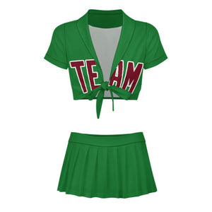 Custom Emerald Green Crimson Red Cheerleading Uniform Set
