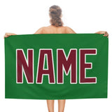 Custom Emerald Green Crimson Red Beach Towel