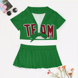 Custom Emerald Green Crimson Red Cheerleading Uniform Set