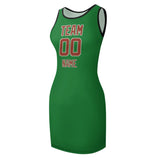 Custom Emerald Green Coral Red Sleeveless Vest Dress