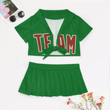 Custom Emerald Green Coral Red Cheerleading Uniform Set