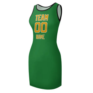 Custom Emerald Green Yellow Sleeveless Vest Dress