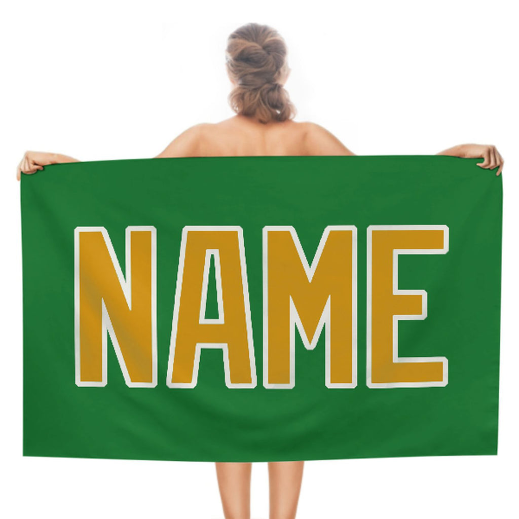 Custom Emerald Green Yellow Beach Towel