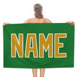Custom Emerald Green Yellow Beach Towel