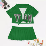 Custom Emerald Green Dark Grey Cheerleading Uniform Set