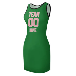 Custom Emerald Green Light Pink Sleeveless Vest Dress