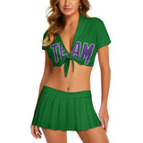 Custom Emerald Green Light Purple Cheerleading Uniform Set