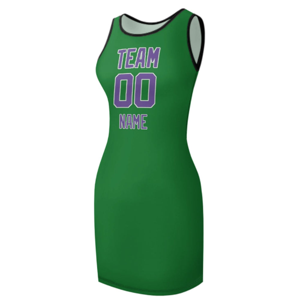 Custom Emerald Green Light Purple Sleeveless Vest Dress