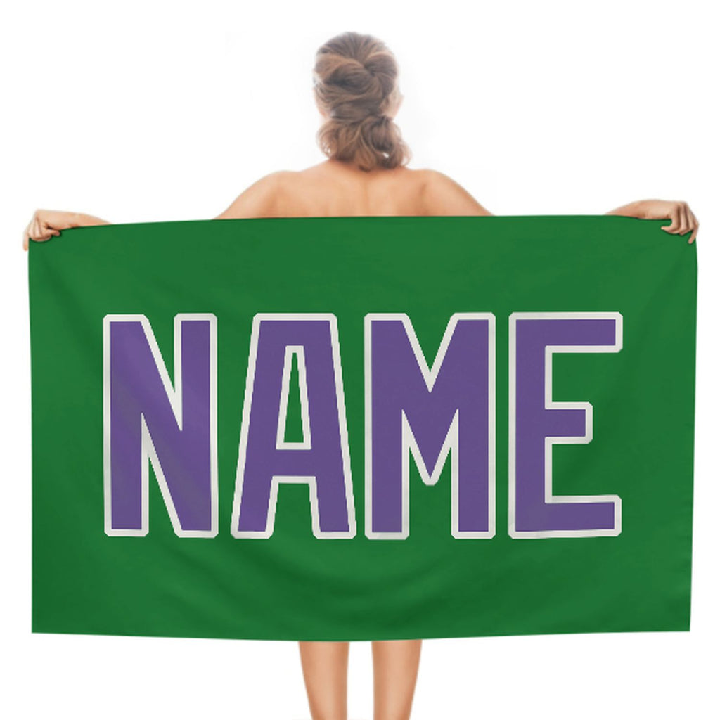 Custom Emerald Green Light Purple Beach Towel