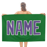 Custom Emerald Green Light Purple Beach Towel