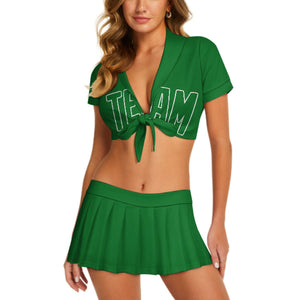 Custom Emerald Green Emerald Green Cheerleading Uniform Set