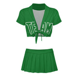 Custom Emerald Green Emerald Green Cheerleading Uniform Set