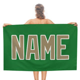 Custom Emerald Green Light Khaki Beach Towel