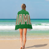 Custom Emerald Green Light Khaki Beach Towel