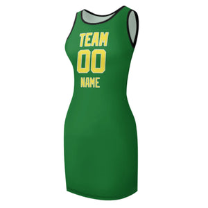 Custom Emerald Green Light Yellow Sleeveless Vest Dress